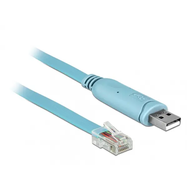 Delock Cablu USB la Serial RS-232 RJ45 (pentru router Cisco) T-T 3m Bleu, Delock 63289