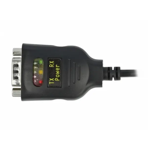 Delock Cablu USB type C la Serial RS-232 DB9 FTDI LED cu protectie 15 kV ESD 0.6m, Delock 64038