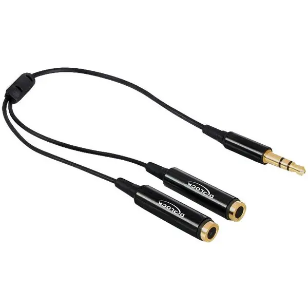 Delock Delock Cable Audio Stereo jack male 3.5 mm > 2 x Stereo jack female 25 cm,black