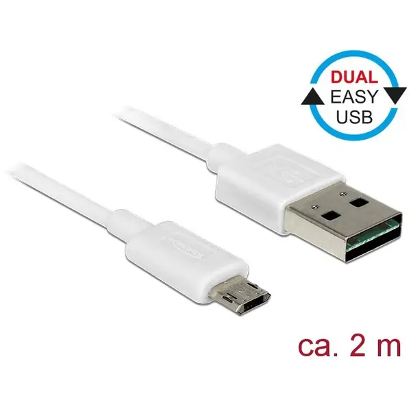 Delock Delock Cable Easy USB 2.0 type-A male > Easy USB 2.0 type Micro-B male 2m white