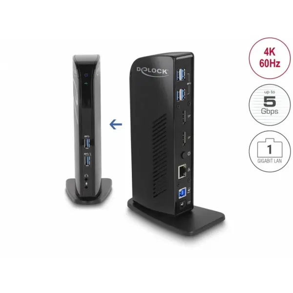 Delock Docking station Dual DisplayPort 4K / USB 3.2 / LAN / Audio (Displaylink), Delock 87728