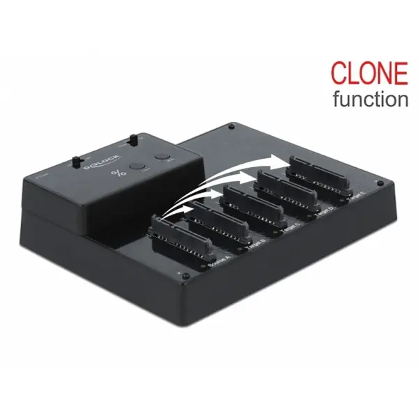 Delock Docking station USB 3.0 la 5 x SSD/HDD SATA cu functie de clona, Delock 64098