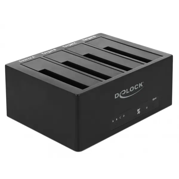 Delock Docking Station USB 3.0 pentru 4 x HDD/SSD SATA 2.5+3.5 + Functie Clona, Delock 64063