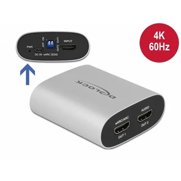 Delock Extractor audio HDMI HD 4K60Hz cu eARC, Delock 63332