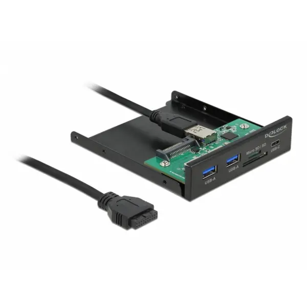 Delock Front panel 3.5 USB 3.2 Gen 1 la 1 x USB Type-C + 2 x USB-A + slot SD/Micro SD, Delock 64058