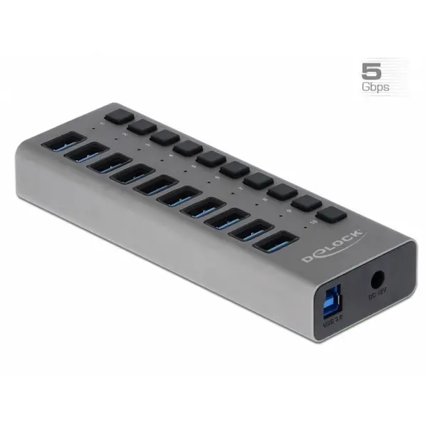 Delock HUB cu 10 porturi USB 3.0 + Switch On/Off, Delock 63670
