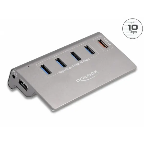 Delock HUB USB 3.2 Gen 2 la 4 x USB-A + 1 x USB Fast Charging, Delock 64182