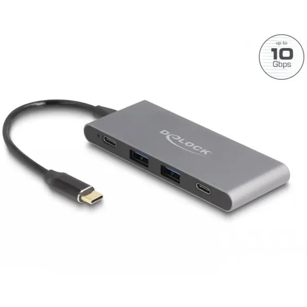 Delock HUB USB 3.2 type C la 2 x USB type C + 2 x USB-A, Delock 64111