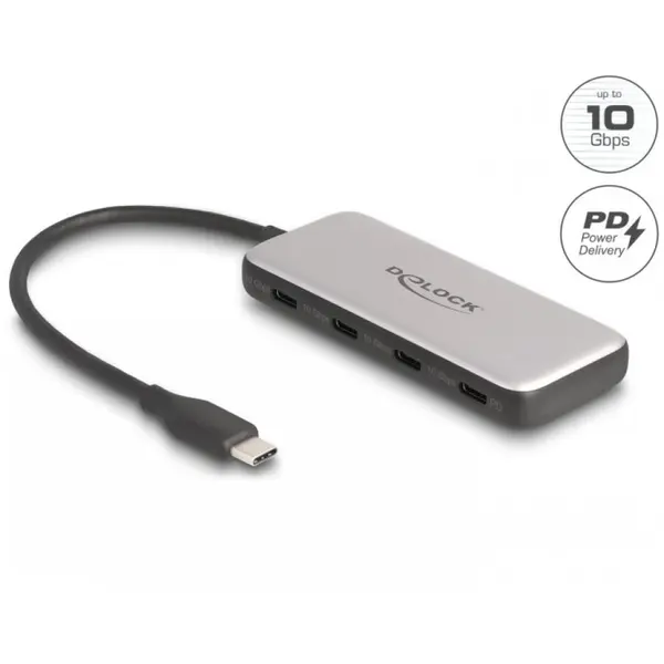 Delock HUB USB type C 3.2 Gen2 la 4 x USB type C + PD 85W, Delock 64261