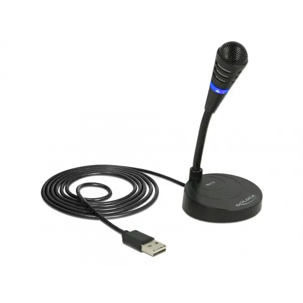 Delock Microfon USB cu baza si buton tactil Mute, Delock 65868