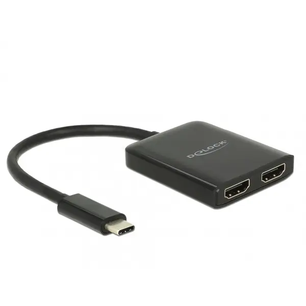 Delock Multiplicator USB-C (DP Alt Mode) la 2 x HDMI 4K 30Hz negru, Delock 87719