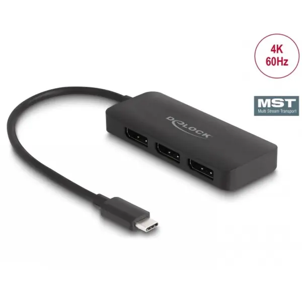Delock Multiplicator USB type C (DP Alt Mode) la 3 x DisplayPort MST 4K60Hz, Delock 88041