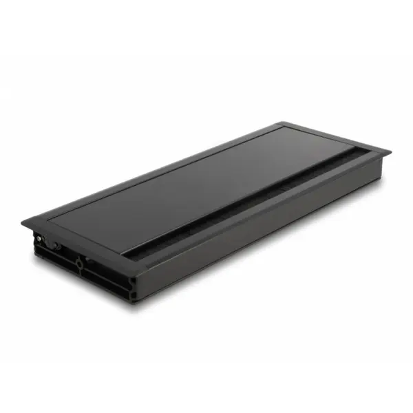 Delock Organizator cabluri cu perii - montare in masa 300x120x28mm Negru, Delock 66859