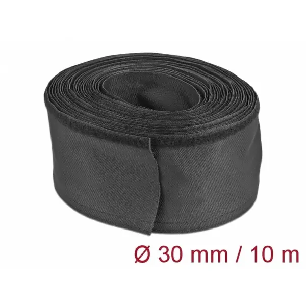 Delock Organizator cabluri Delock 19216, cu arici, latime 3 cm, lungime 10 m, Negru