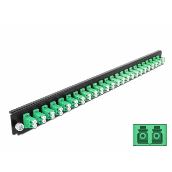 Delock Panou frontal de legatura Delock 43358, 19 pentru carcasa 24 porturi LC Duplex OS2, Verde