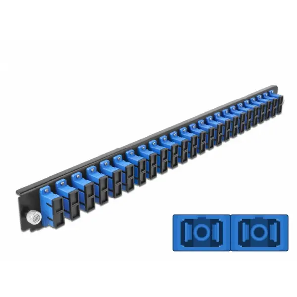 Delock Panoul frontal de legatura Delock 43363, 19 pentru carcasa 24 porturi SC Duplex OS2, Albastru
