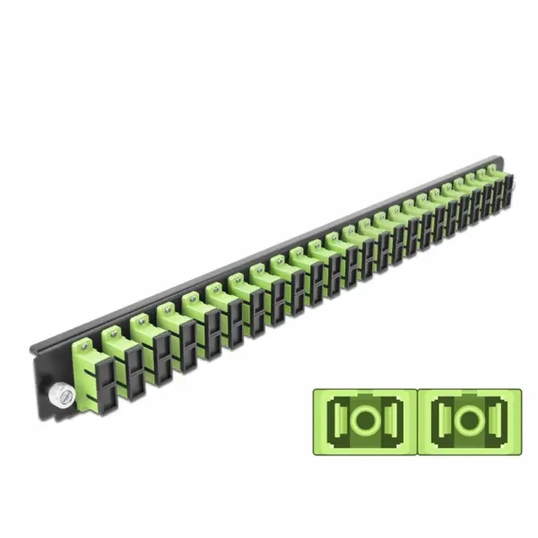 Delock Panoul frontal de legatura Delock 43368, 19 pentru carcasa 24 porturi SC Duplex OM5, Verde deschis