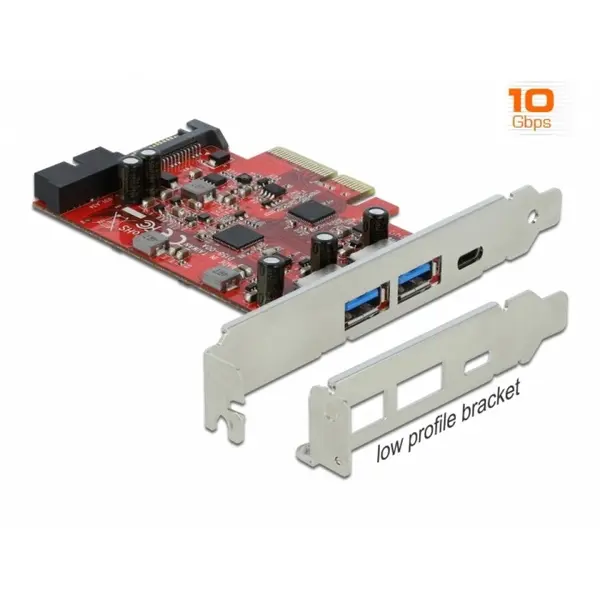 Delock PCI Express cu 1 x USB-C + 2 x USB-A externe + USB 3.0 Pin Header, Delock 90492
