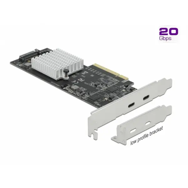 Delock PCI Express cu 2 porturi externe SuperSpeed USB 20 Gbps (USB 3.2 Gen 2x2)-C LPFF, Delock 89009