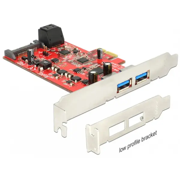 Delock PCI Express cu 2 x USB 3.0 externe + 2 x SATA 6 Gb/s interne, Delock 89389