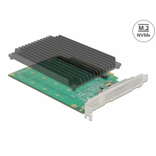 Delock PCI Express cu 4 porturi NVMe M.2 Key M cu ventilator, Delock 90054