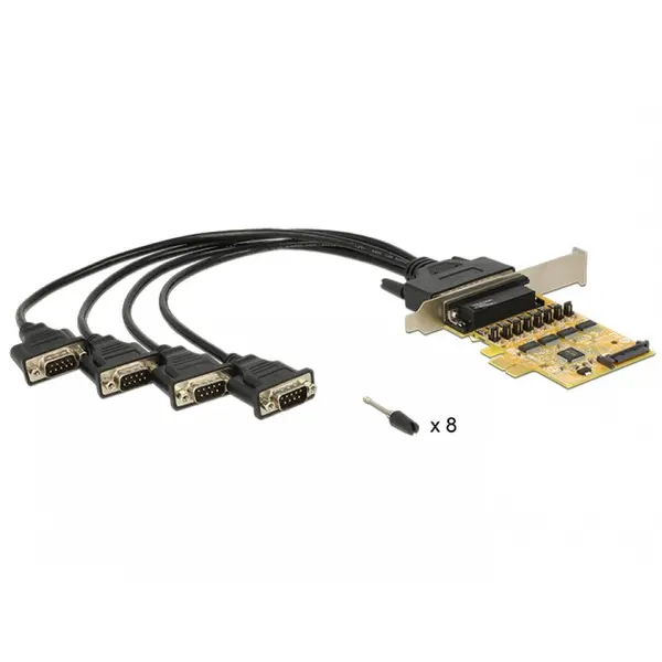 Delock PCI Express cu 4 x Serial RS232 cu voltage supply, Delock 89447