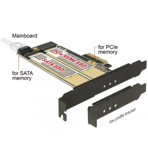 Delock PCI Express la 1 slot M.2 Key B + 1 slot NVMe M.2 Key M, Delock 89630