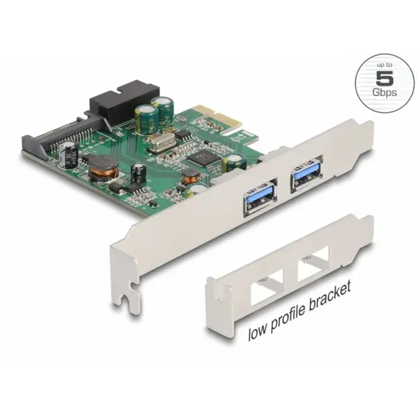 Delock PCI Express la 2 x USB 3.2 Gen1-A + pin header 19 pini LPFF, Delock 90096