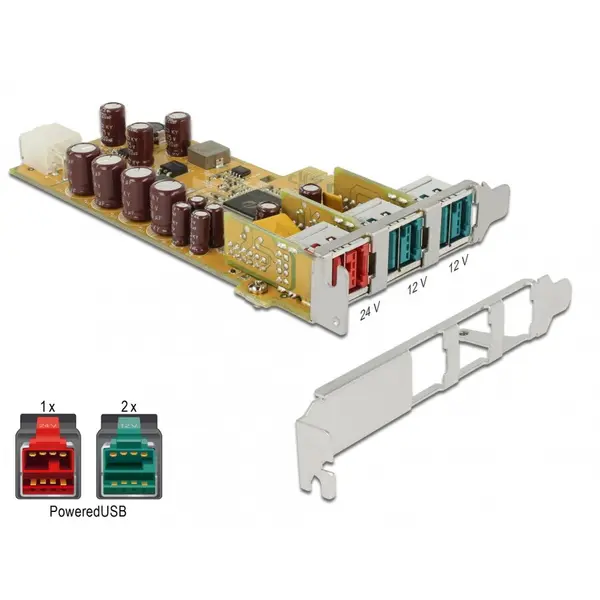 Delock PCI Express PoweredUSB la 1 x USB 24V + 2 USB 12V, Delock 89655