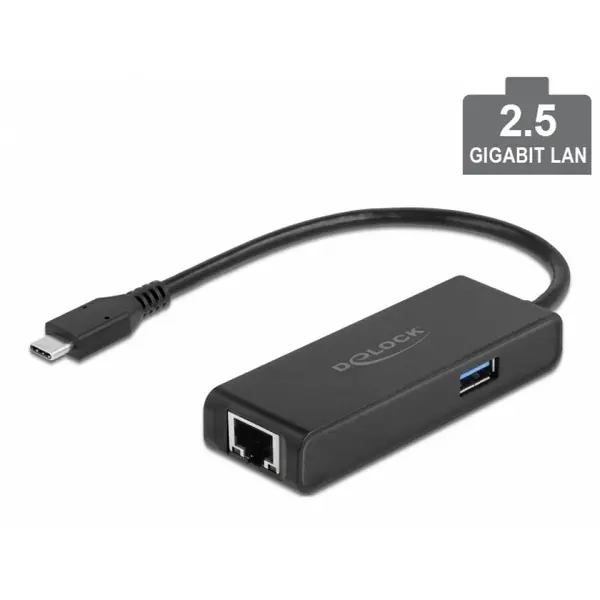 Delock Placa de retea USB 3.2 Gen1-C la 2.5 Gigabit LAN + 1 x USB-A, Delock 63826