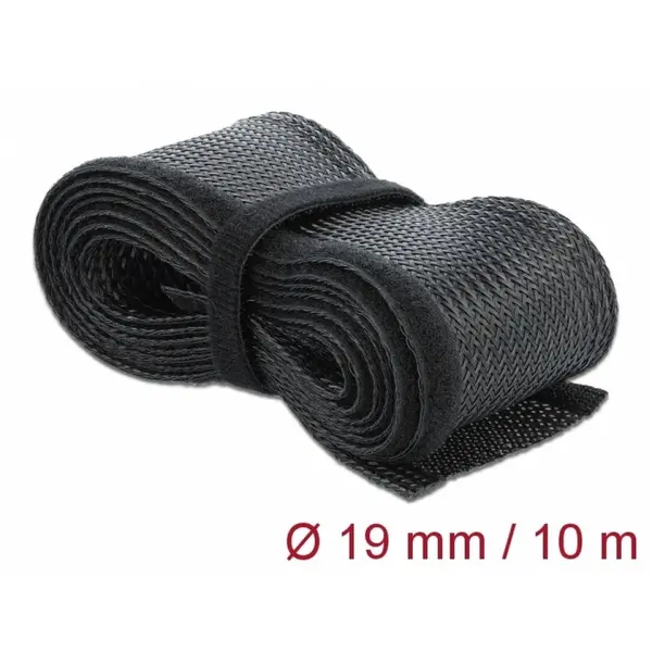 Delock Plasa pentru organizarea cablurilor cu arici 10m x 19mm Negru, Delock 19056