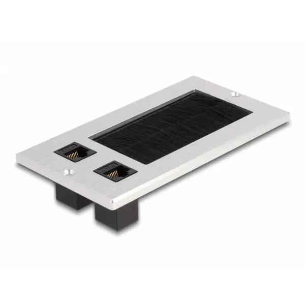 Delock Priza birou cu perii si 2 x RJ45 cat. 6 Aluminiu, Delock 66896