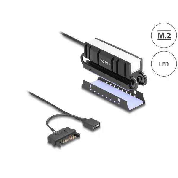 Delock Radiator Delock 18460, pentru SSD M.2 2280 cu RGB LED, Negru