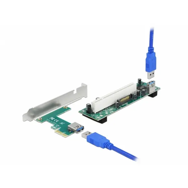 Delock Riser Card PCI Express la 1 x PCI 32 Bit cu cablu 60cm, Delock 90065