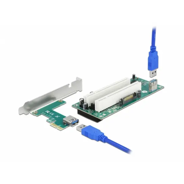 Delock Riser Card PCI Express la 2 x slot PCI 32 Bit cu cablu 60cm, Delock 90066