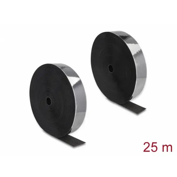 Delock Rola cu arici/Hook-and-Loop 25m x 50mm Heavy-duty Negru, Delock 20862