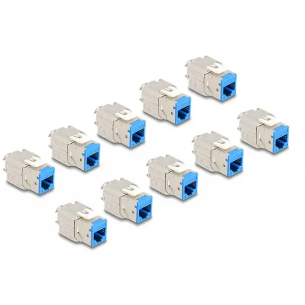 Delock Set 10 buc modul keystone RJ45 LSA Cat.6A toolfree Albastru, Delock 88113
