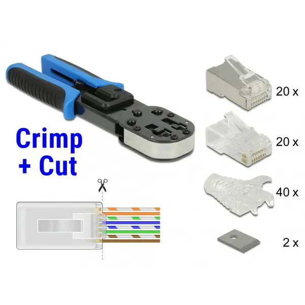 Delock Set Cleste de sertizare RJ45 / RJ12 + accesorii Crimp+Cut, Delock 86450