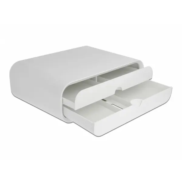 Delock Suport monitor max 30kg cu 2 sertare Alb, Delock 18325