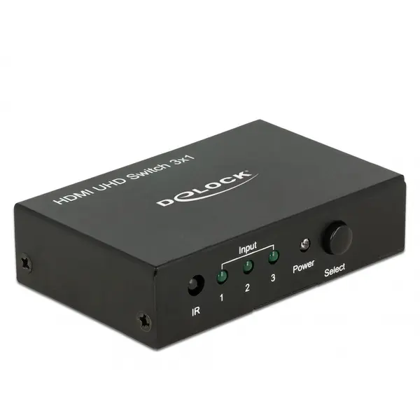 Delock Switch HDMI 3 porturi cu telecomanda UHD 4K, Delock 18683