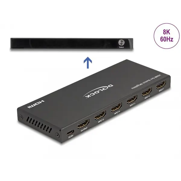 Delock Switch HDMI 5 porturi 8K60Hz/4K144Hz, Delock 18657