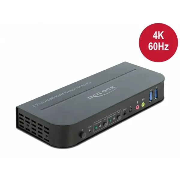 Delock Switch KVM HDMI 4K60Hz cu USB 3.0 si Audio, Delock 11481