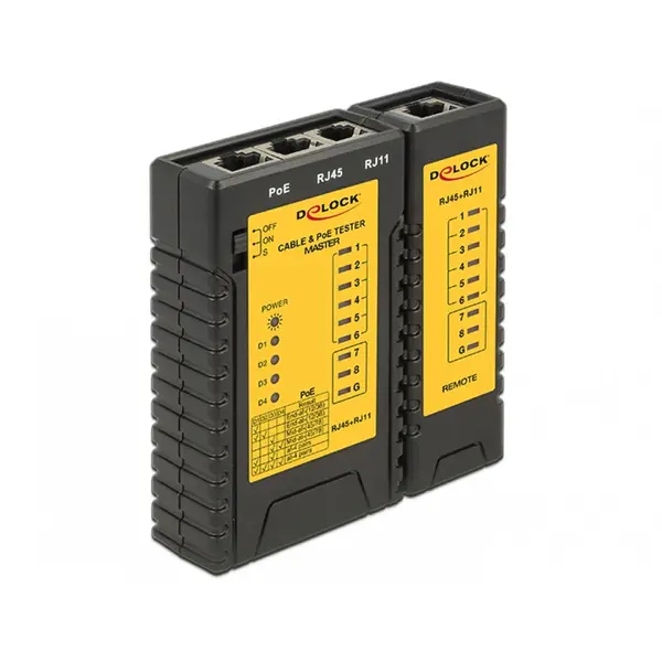 Delock Tester RJ45 / RJ12 / PoE, Delock 86107