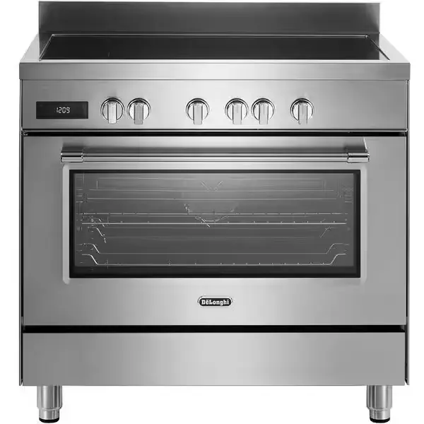 Delonghi Aragaz profesional De Longhi PRO 96MXIN ED RO, Gaz, 4 arzatoare, Cuptor electric, Cuptor 87 l, Timer, Iluminare cuptor, 90 cm, Inox