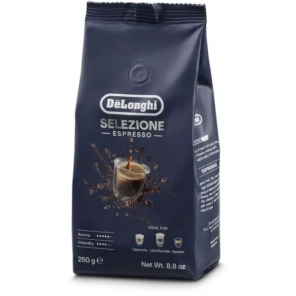 Delonghi Cafea boabe De'Longhi Selezione Espresso DLSC601 - AS00000172, Greutate 250gr, Prajire medie, 70% Arabica 30% Robusta, Intensitate 4