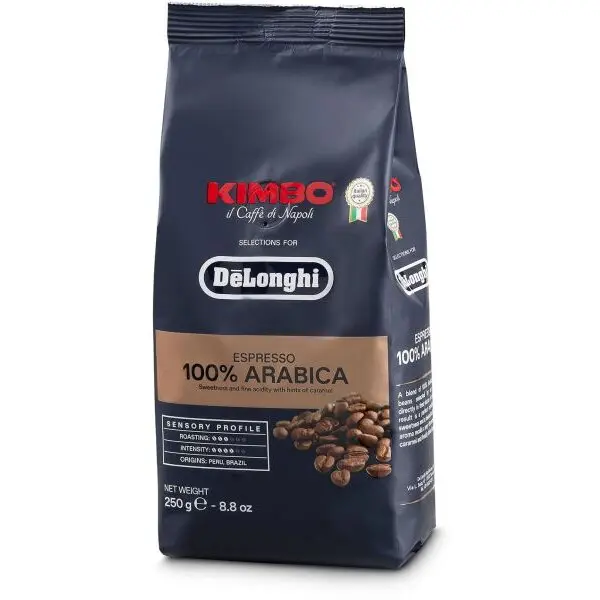Delonghi Cafea boabe DeLonghi Kimbo 100% Arabica DLSC612 - 5513282381, 250g, Prajire medie, Intensitate 4