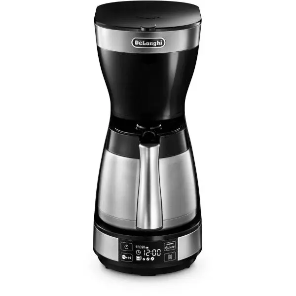 Delonghi Cafetiera De’Longhi ICM16731, 1200W, Carafa termica din otel inoxidabil, Capacitate 1.25 L, 10 cesti, Ecran LCD, Timer, Selector Aroma, Sistem anti-picurare, Oprire automata, Inox/Negru