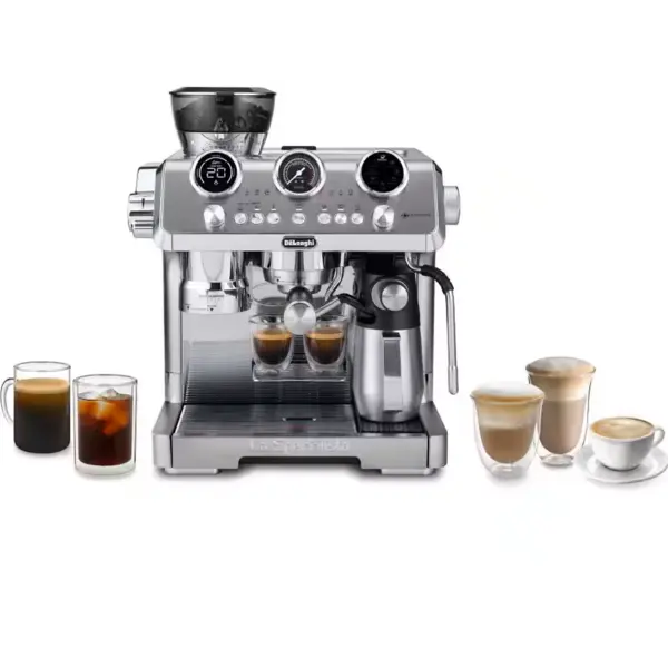 Delonghi Espressor manual La Specialista Maestro EC9885.M, Cold Brew, 1600 W, 19 bar, Rezervor apa 2.5 l, Rasnita incorporata cu 15 setari, Argintiu