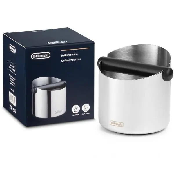 Delonghi Knock box pentru zatul de cafea De’Longhi DLSC072, Inox, Negru/ Argintiu