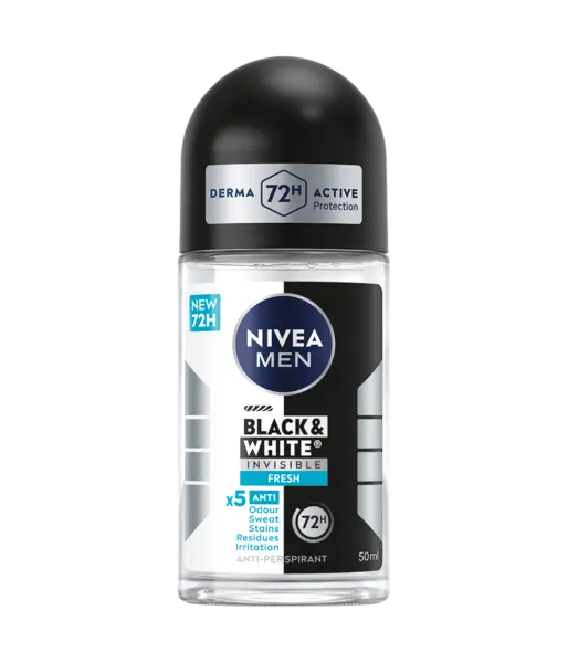 Deodorant roll-on pentru barbati Black & White Fresh, 50ml, Nivea